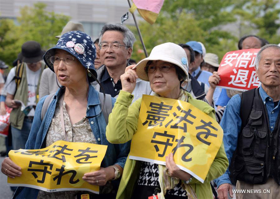 Massive protests against Abe mark Japan's Constitution Memorial Day