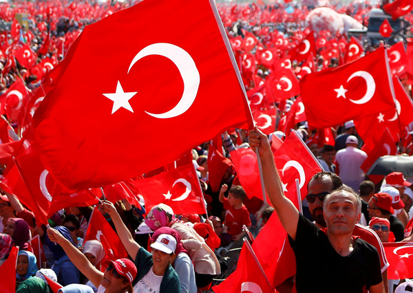 Turkey stages largest-ever rally to show unity against coup bid
