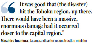 Japan minister resigns after quake gaffe