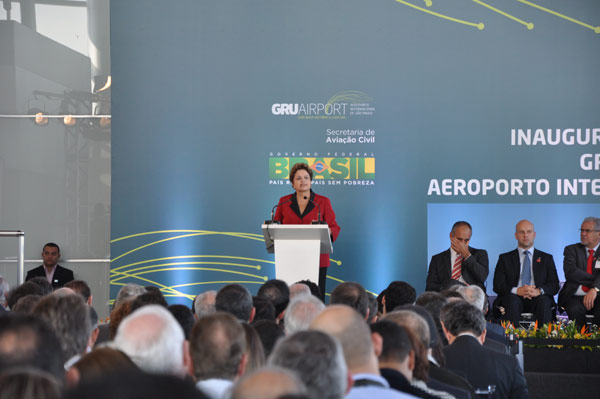 Brazilian President at opening ceremony of new terminal at Sao Paulo International Airport